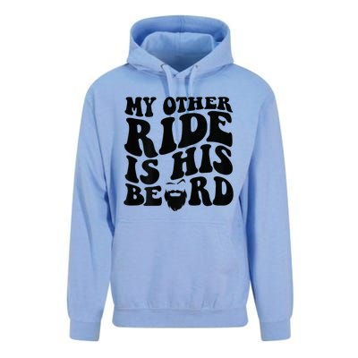 My Other Ride Is His Beard Retro Groovy Unisex Surf Hoodie