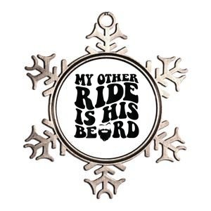 My Other Ride Is His Beard Retro Groovy Metallic Star Ornament