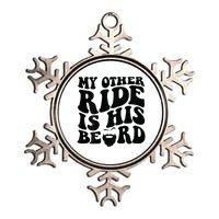 My Other Ride Is His Beard Retro Groovy Metallic Star Ornament