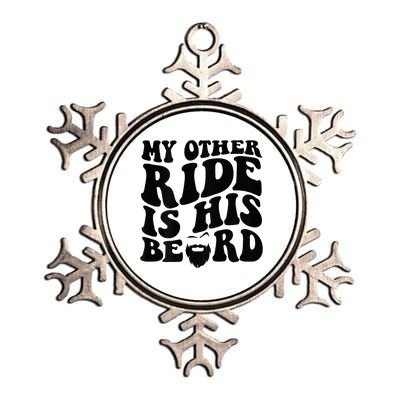 My Other Ride Is His Beard Retro Groovy Metallic Star Ornament