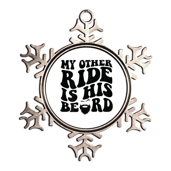 My Other Ride Is His Beard Retro Groovy Metallic Star Ornament