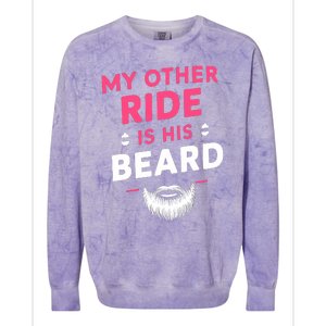 My Other Ride Is His Beard Funny Retro Beard Colorblast Crewneck Sweatshirt