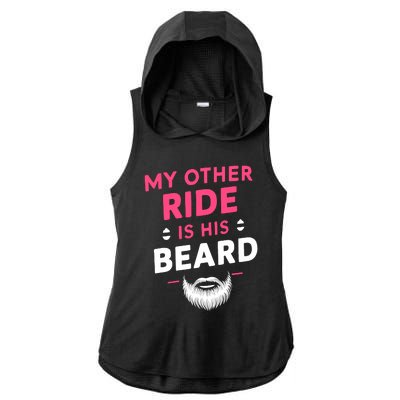 My Other Ride Is His Beard Funny Retro Beard Ladies PosiCharge Tri-Blend Wicking Draft Hoodie Tank