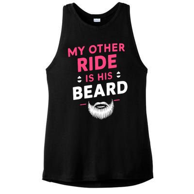 My Other Ride Is His Beard Funny Retro Beard Ladies PosiCharge Tri-Blend Wicking Tank