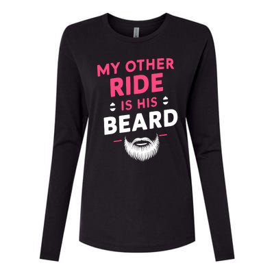 My Other Ride Is His Beard Funny Retro Beard Womens Cotton Relaxed Long Sleeve T-Shirt