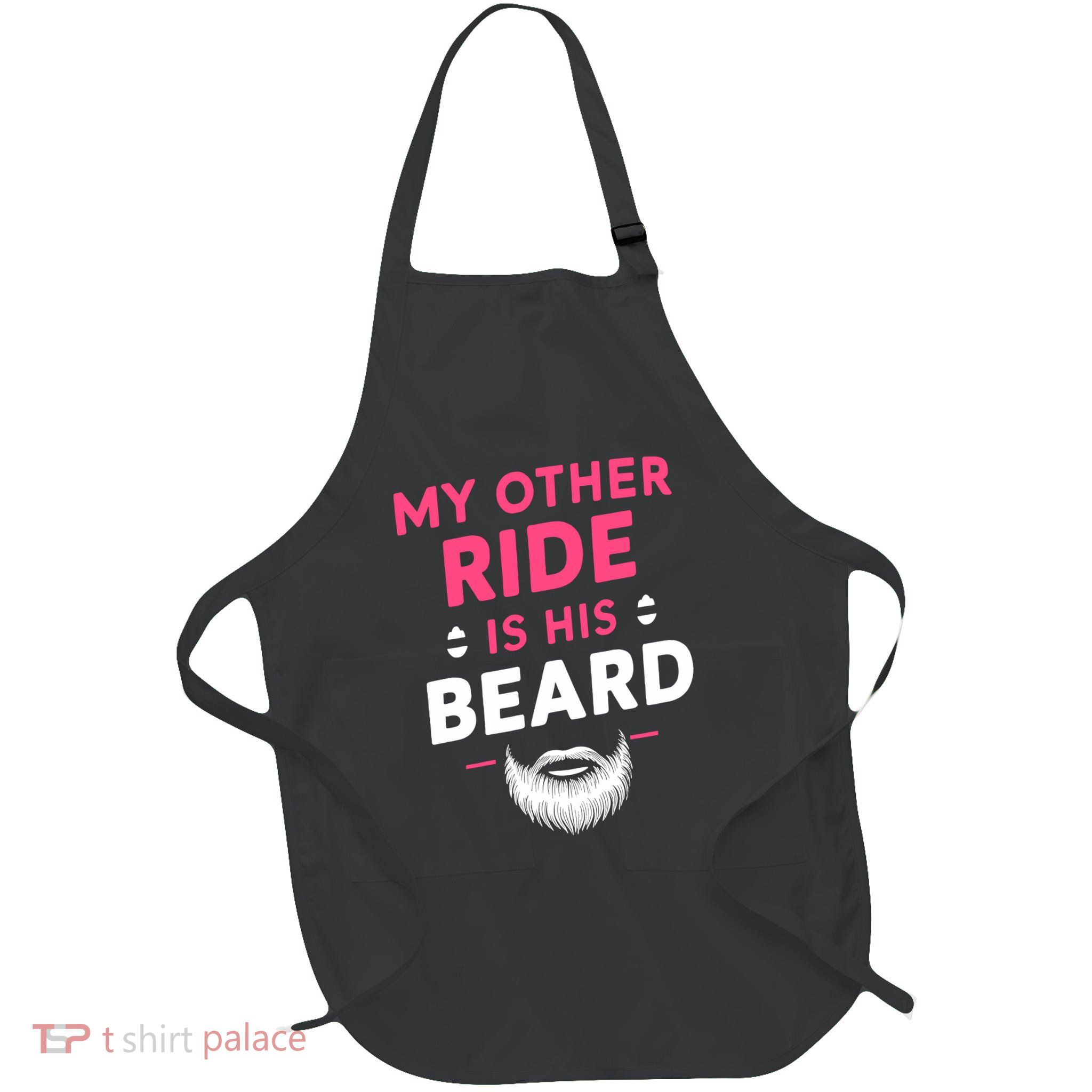 My Other Ride Is His Beard Funny Retro Beard Full-Length Apron With Pockets