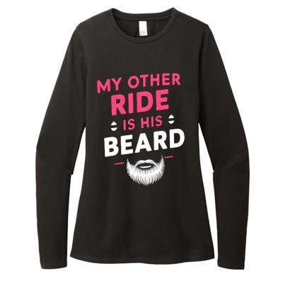 My Other Ride Is His Beard Funny Retro Beard Womens CVC Long Sleeve Shirt