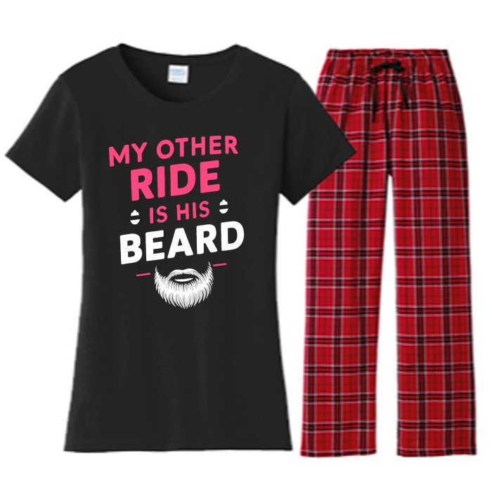 My Other Ride Is His Beard Funny Retro Beard Women's Flannel Pajama Set