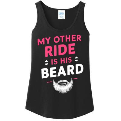 My Other Ride Is His Beard Funny Retro Beard Ladies Essential Tank