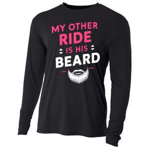 My Other Ride Is His Beard Funny Retro Beard Cooling Performance Long Sleeve Crew