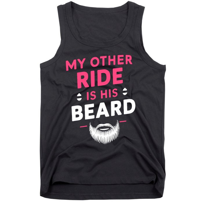 My Other Ride Is His Beard Funny Retro Beard Tank Top