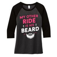 My Other Ride Is His Beard Funny Retro Beard Women's Tri-Blend 3/4-Sleeve Raglan Shirt