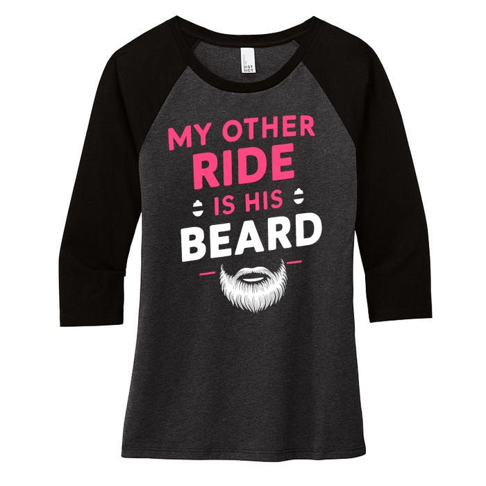 My Other Ride Is His Beard Funny Retro Beard Women's Tri-Blend 3/4-Sleeve Raglan Shirt