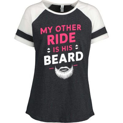 My Other Ride Is His Beard Funny Retro Beard Enza Ladies Jersey Colorblock Tee