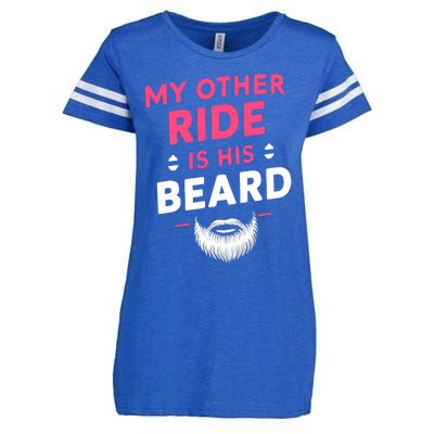 My Other Ride Is His Beard Funny Retro Beard Enza Ladies Jersey Football T-Shirt