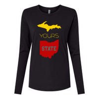 Michigan Ohio Rivalry Up Yours State Funny Womens Cotton Relaxed Long Sleeve T-Shirt