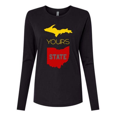 Michigan Ohio Rivalry Up Yours State Funny Womens Cotton Relaxed Long Sleeve T-Shirt