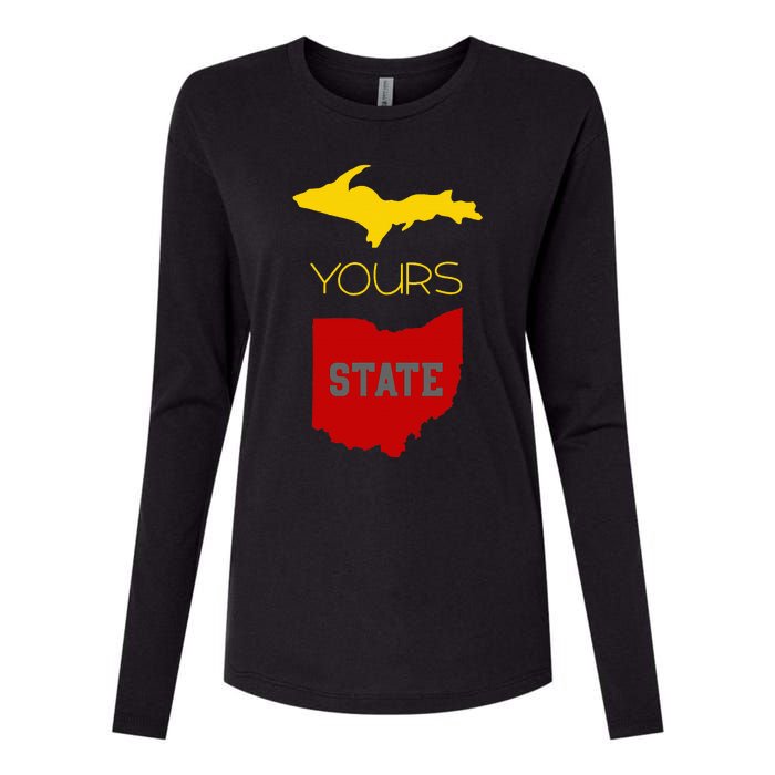 Michigan Ohio Rivalry Up Yours State Funny Womens Cotton Relaxed Long Sleeve T-Shirt