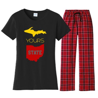 Michigan Ohio Rivalry Up Yours State Funny Women's Flannel Pajama Set