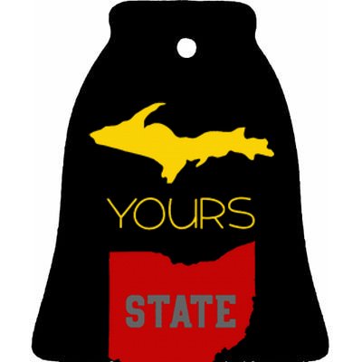 Michigan Ohio Rivalry Up Yours State Funny Ceramic Bell Ornament