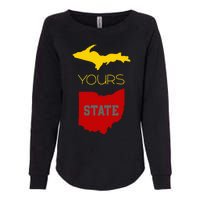 Michigan Ohio Rivalry Up Yours State Funny Womens California Wash Sweatshirt