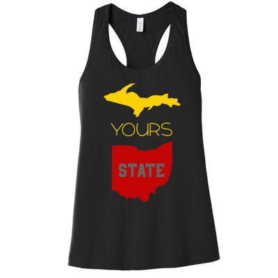 Michigan Ohio Rivalry Up Yours State Funny Women's Racerback Tank