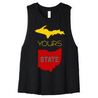 Michigan Ohio Rivalry Up Yours State Funny Women's Racerback Cropped Tank