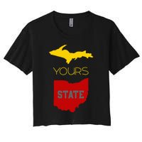 Michigan Ohio Rivalry Up Yours State Funny Women's Crop Top Tee