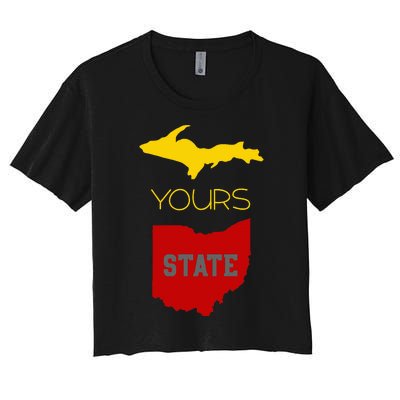 Michigan Ohio Rivalry Up Yours State Funny Women's Crop Top Tee