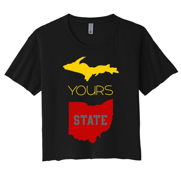 Michigan Ohio Rivalry Up Yours State Funny Women's Crop Top Tee