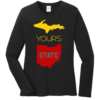 Michigan Ohio Rivalry Up Yours State Funny Ladies Long Sleeve Shirt