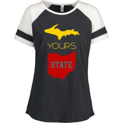 Michigan Ohio Rivalry Up Yours State Funny Enza Ladies Jersey Colorblock Tee