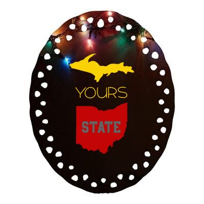 Michigan Ohio Rivalry Up Yours State Funny Ceramic Oval Ornament