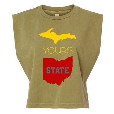 Michigan Ohio Rivalry Up Yours State Funny Garment-Dyed Women's Muscle Tee