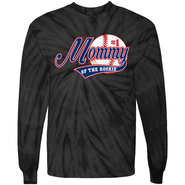 Mommy of Rookie 1st Birthday Baseball Theme Matching Party Tie-Dye Long Sleeve Shirt