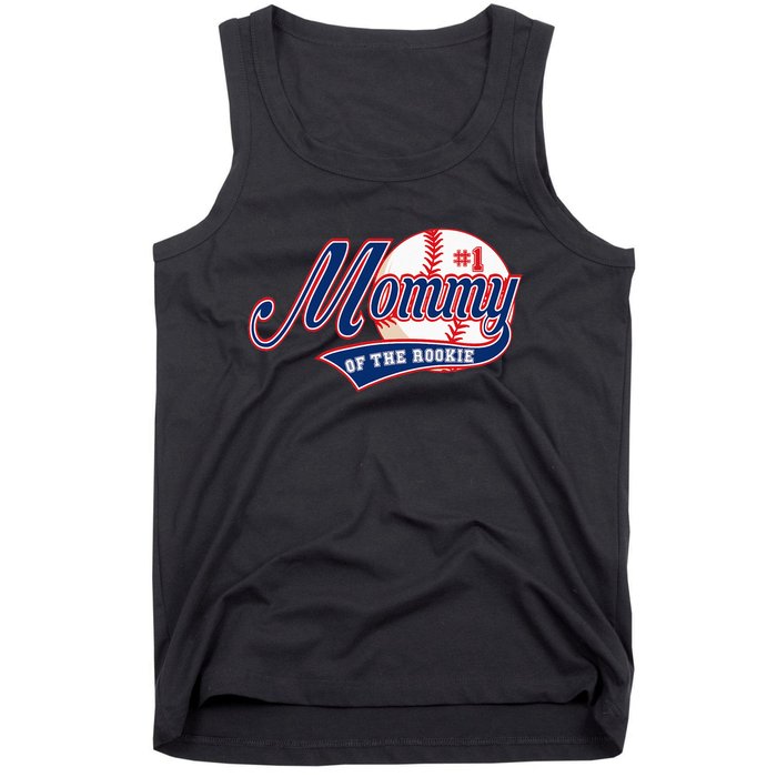 Mommy of Rookie 1st Birthday Baseball Theme Matching Party Tank Top