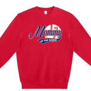 Mommy of Rookie 1st Birthday Baseball Theme Matching Party Premium Crewneck Sweatshirt