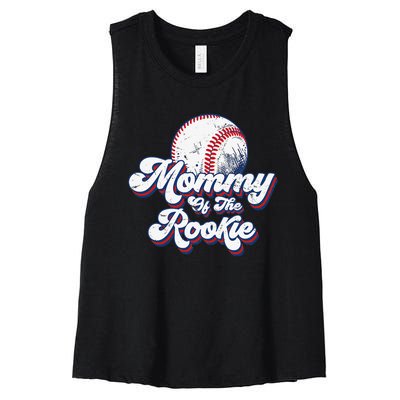 Mommy of Rookie 1st Birthday Baseball Theme Matching Party Women's Racerback Cropped Tank