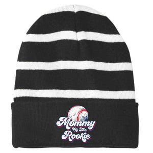 Mommy of Rookie 1st Birthday Baseball Theme Matching Party Striped Beanie with Solid Band