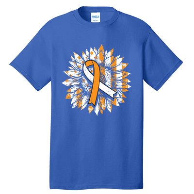 Ms Orange Ribbon Multiple Sclerosis Awareness Sunflower Gift Tall T-Shirt