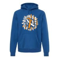 Ms Orange Ribbon Multiple Sclerosis Awareness Sunflower Gift Premium Hoodie