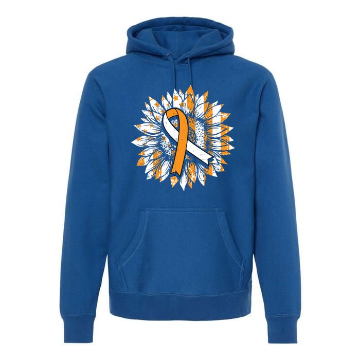 Ms Orange Ribbon Multiple Sclerosis Awareness Sunflower Gift Premium Hoodie