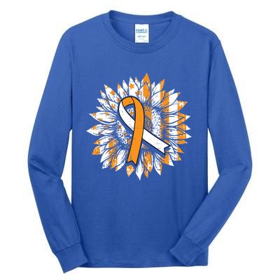 Ms Orange Ribbon Multiple Sclerosis Awareness Sunflower Gift Tall Long Sleeve T-Shirt