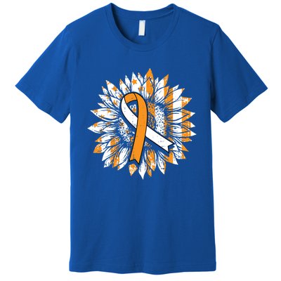 Ms Orange Ribbon Multiple Sclerosis Awareness Sunflower Gift Premium T-Shirt