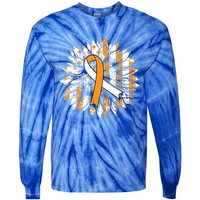 Ms Orange Ribbon Multiple Sclerosis Awareness Sunflower Gift Tie-Dye Long Sleeve Shirt