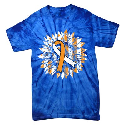 Ms Orange Ribbon Multiple Sclerosis Awareness Sunflower Gift Tie-Dye T-Shirt