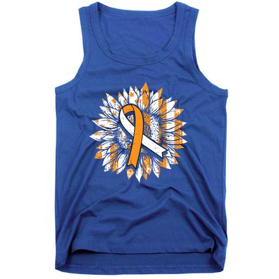 Ms Orange Ribbon Multiple Sclerosis Awareness Sunflower Gift Tank Top