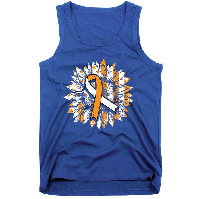 Ms Orange Ribbon Multiple Sclerosis Awareness Sunflower Gift Tank Top