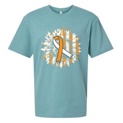 Ms Orange Ribbon Multiple Sclerosis Awareness Sunflower Gift Sueded Cloud Jersey T-Shirt