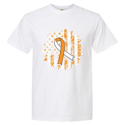 Ms Orange Ribbon Multiple Sclerosis Awareness Sunflower Gift Garment-Dyed Heavyweight T-Shirt